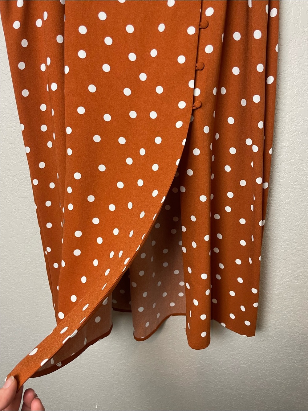 bnwt! a new day Rust Polka Dot Maxi Skirt with pockets! Size L - Picture 4 of 9